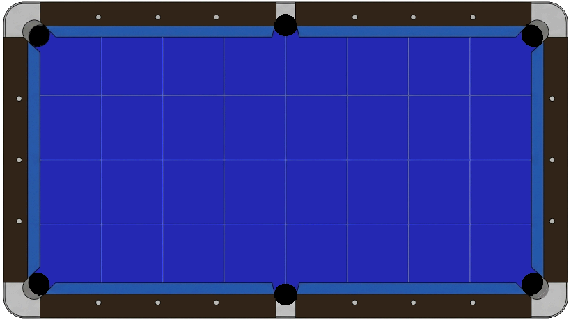 9-ball practice layout with balls positioned on the table